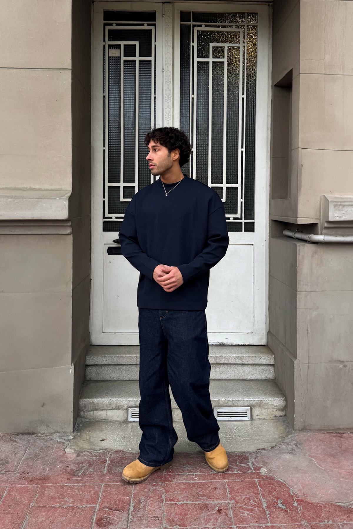 Basic Uzun Kollu Tişört Lacivert