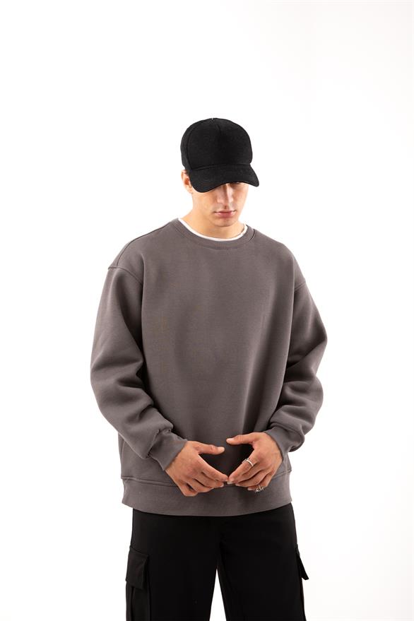 Basic Füme Oversize Sweatshirt