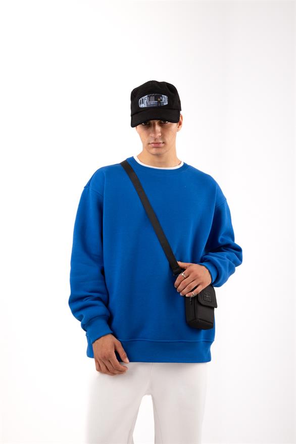 Basic Mavi Oversize Sweatshirt