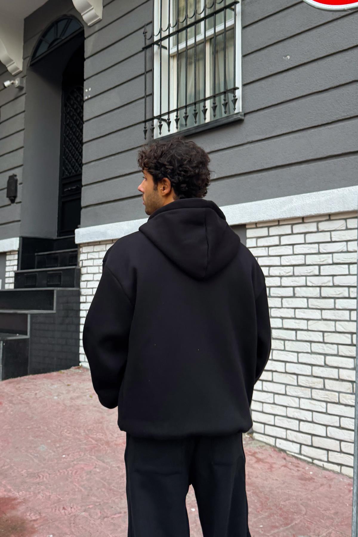 Basic Zip Hoodie Siyah