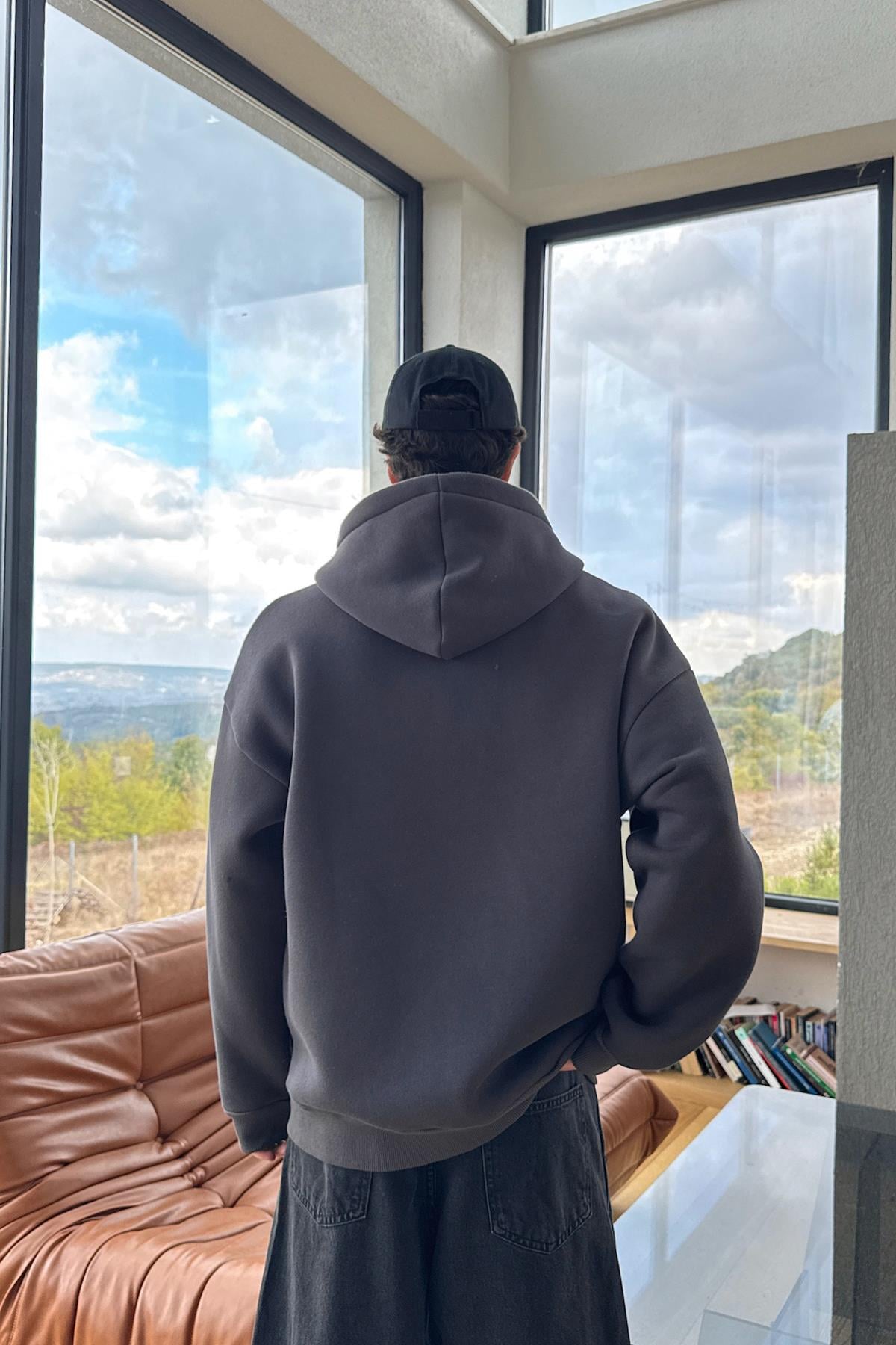 Basic Zip Hoodie Füme