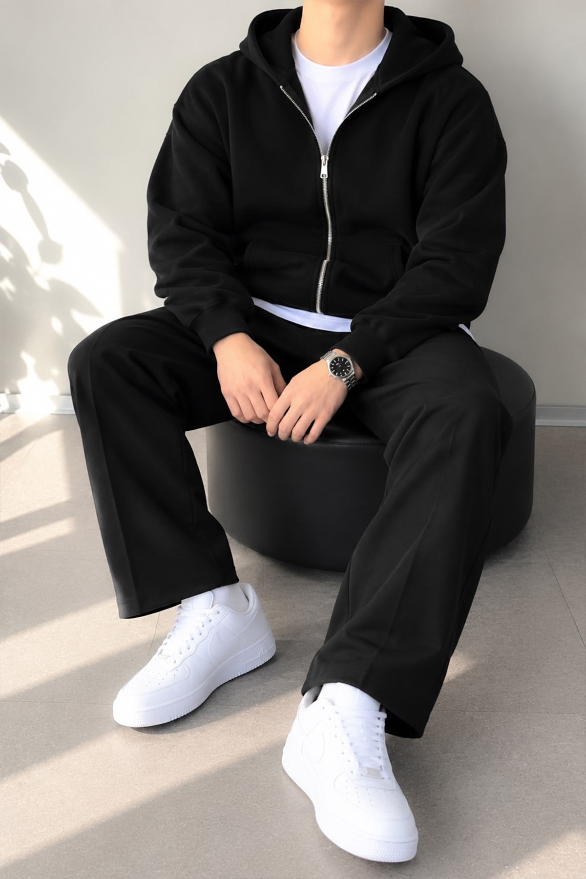 Basic Zip Hoodie Siyah