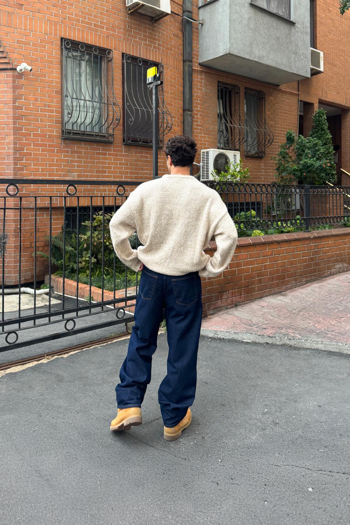 Bel Bağcıklı Baggy Jean Lacivert