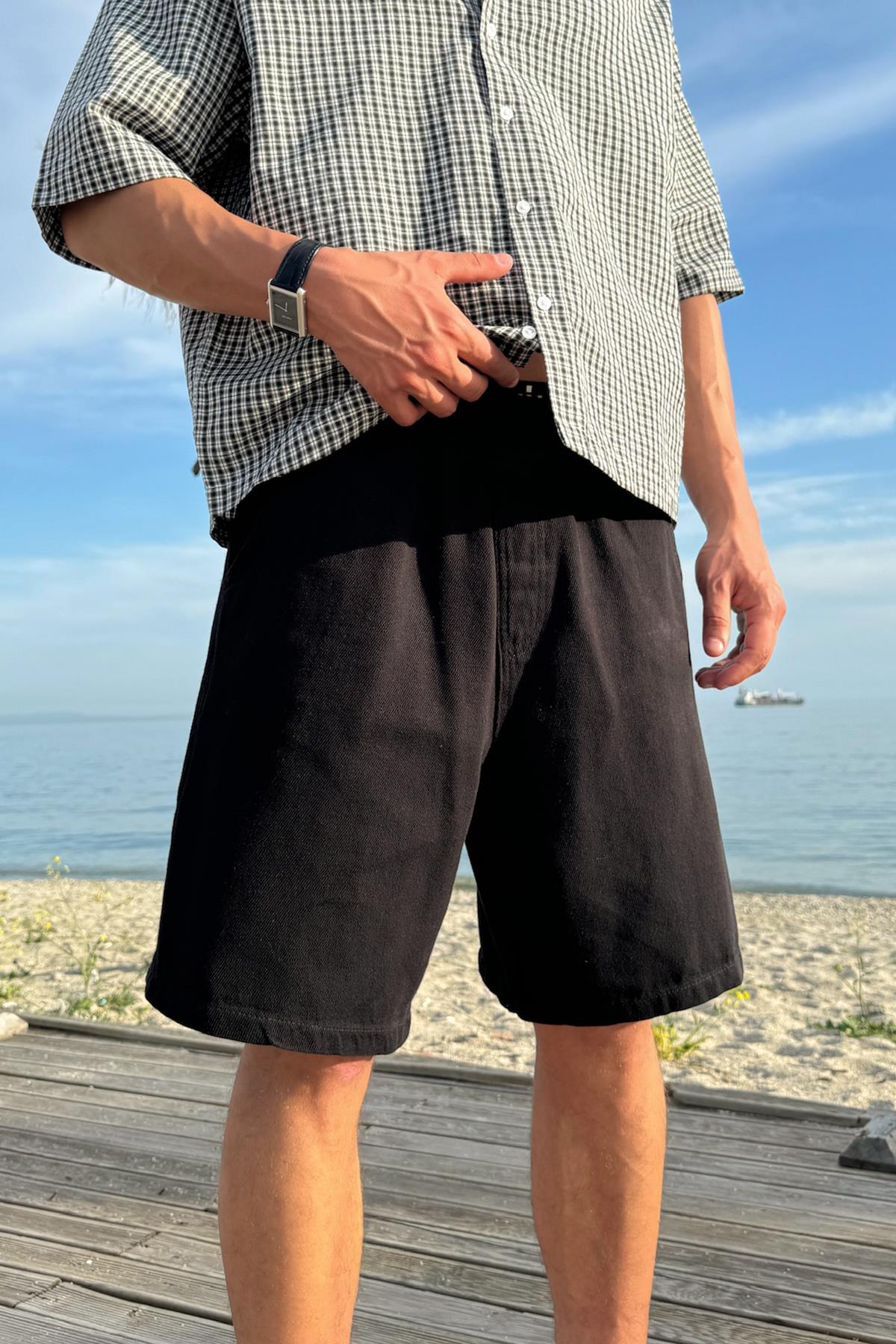 Bel Lastikli Basic Şort Siyah