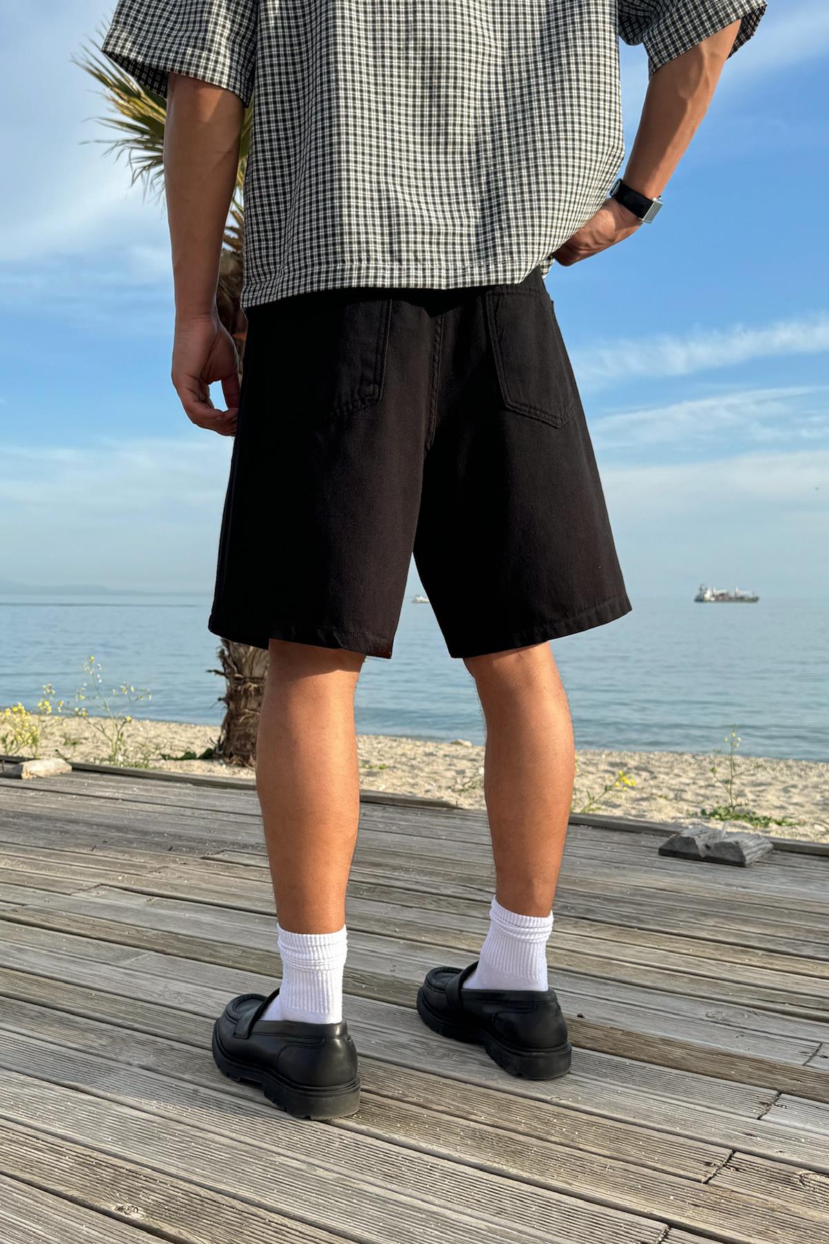 Bel Lastikli Basic Şort Siyah