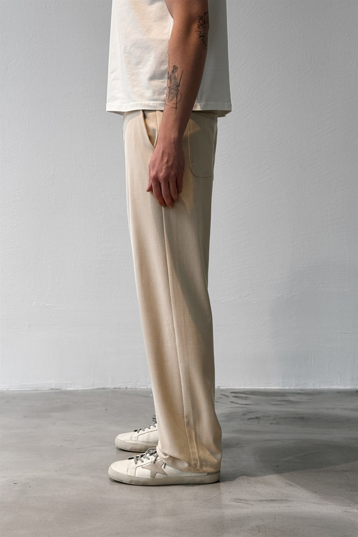 Bel Lastikli Keten Pantolon