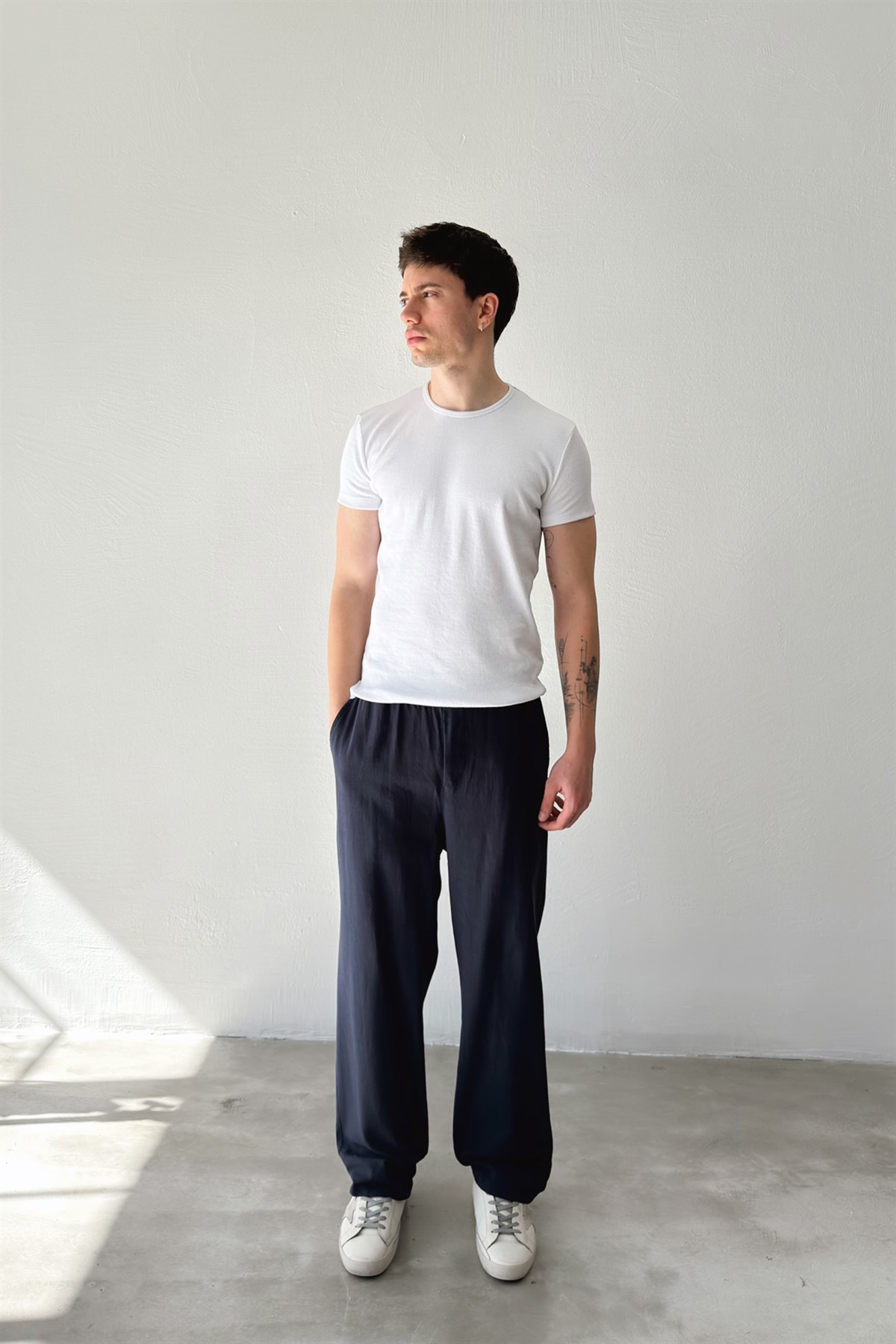 Bel Lastikli Keten Pantolon