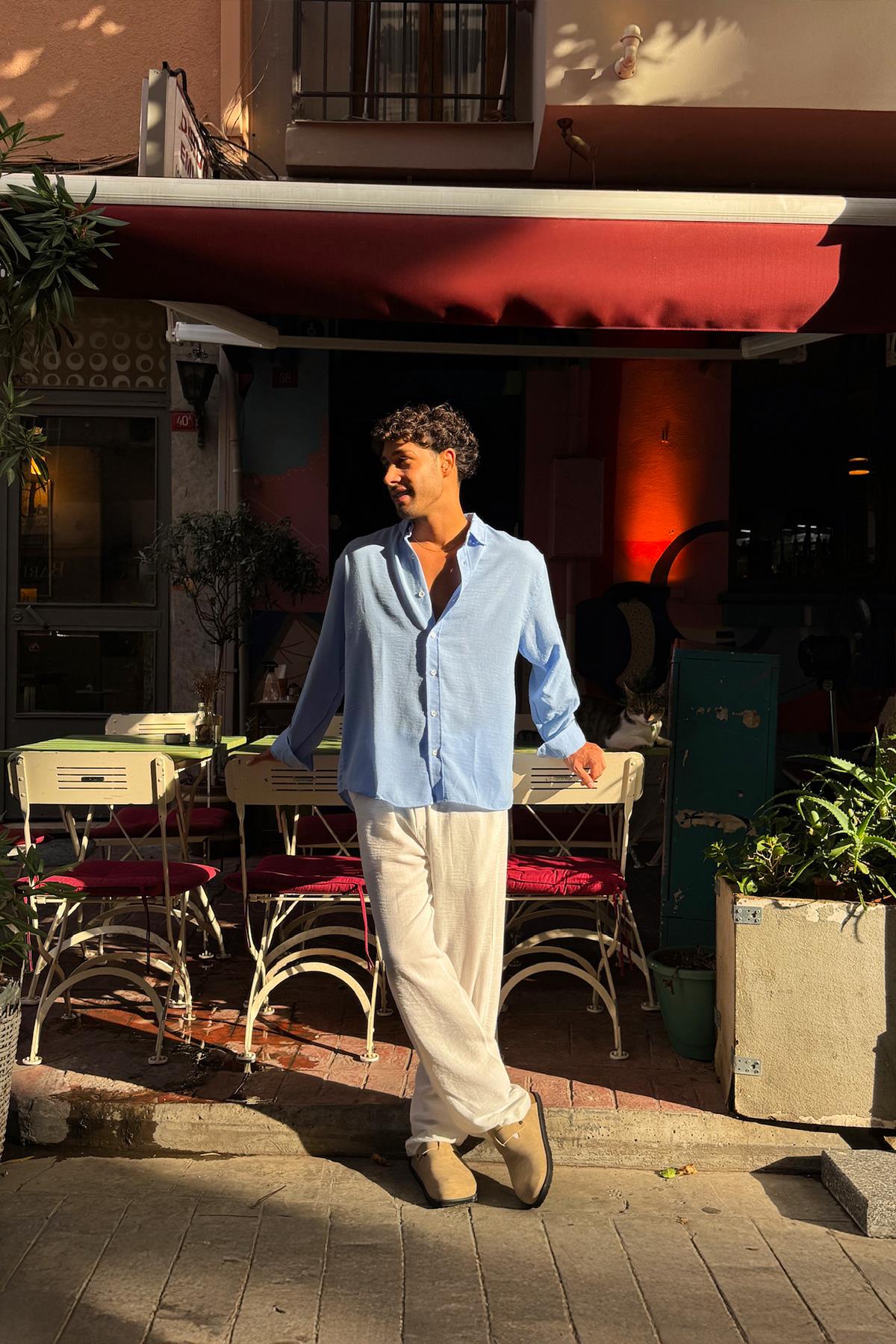 Bel Lastikli Keten Pantolon