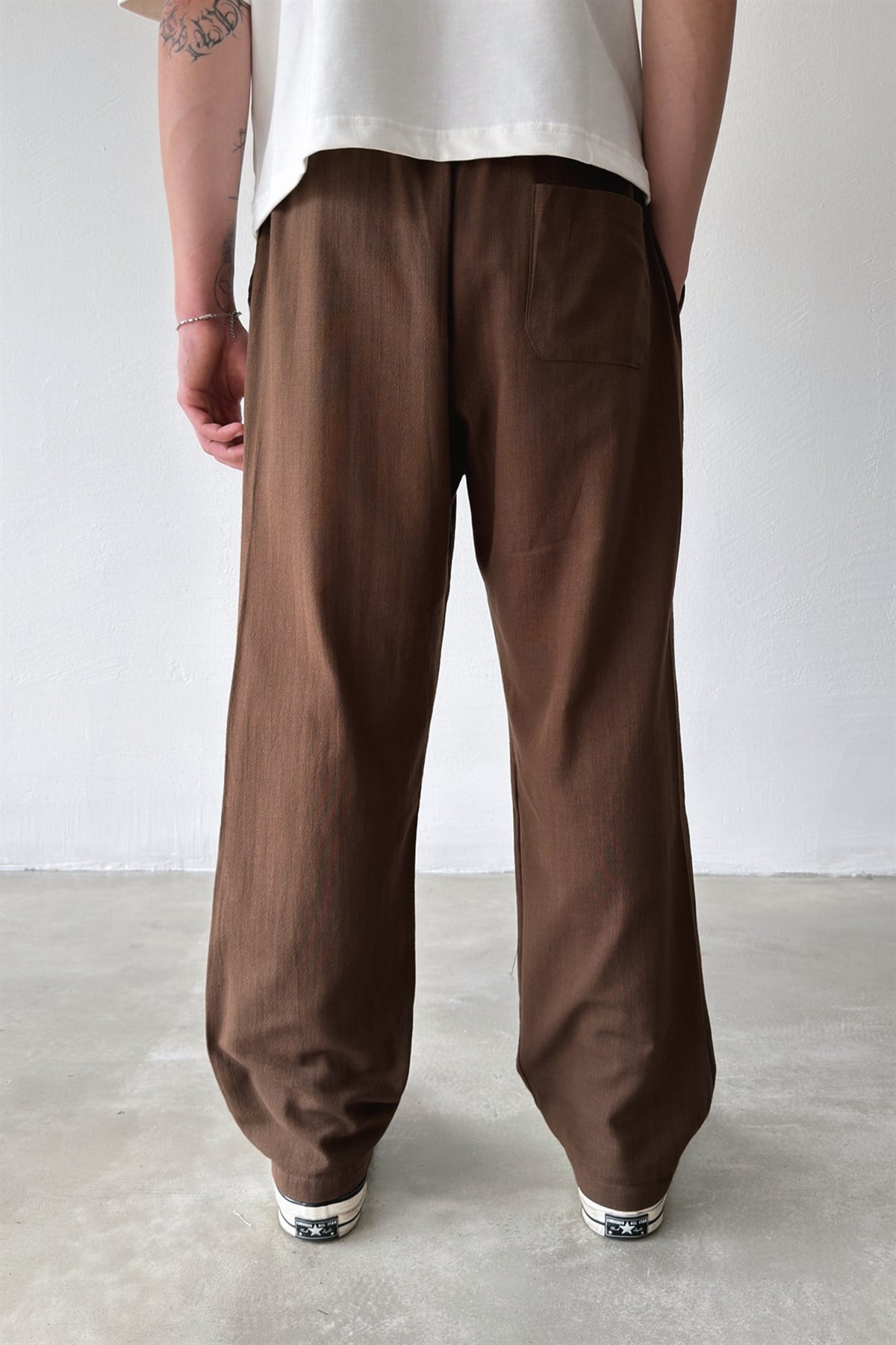 Bel Lastikli Keten Pantolon