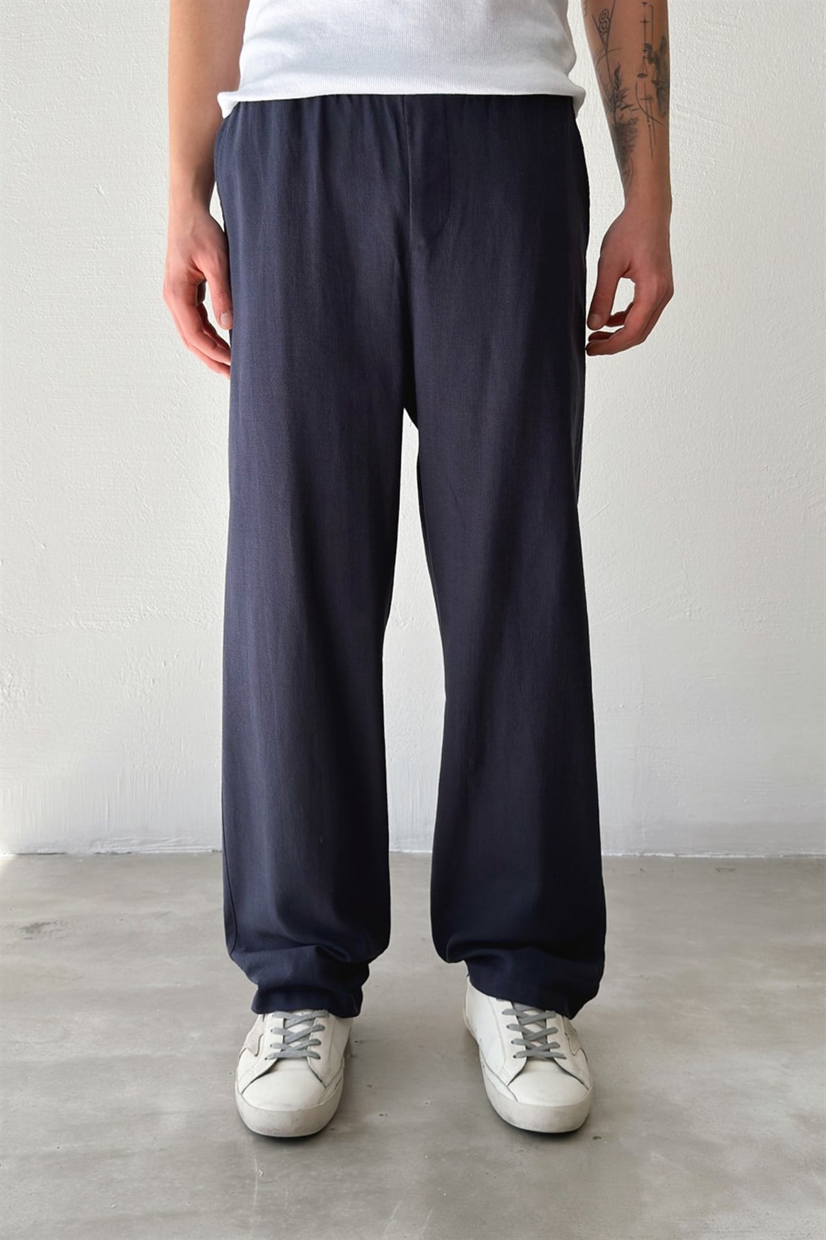 Bel Lastikli Keten Pantolon