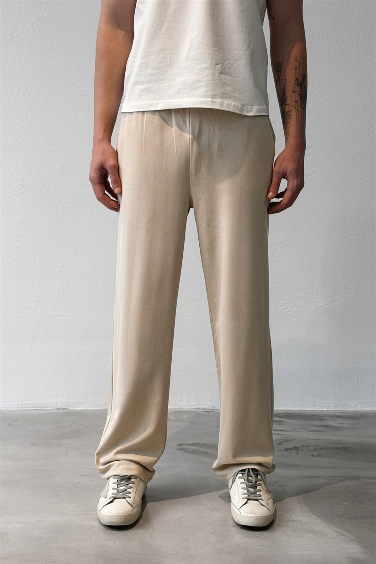 Bel Lastikli Keten Pantolon