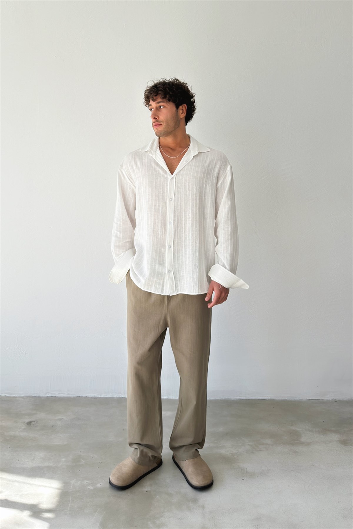 Bel Lastikli Keten Pantolon