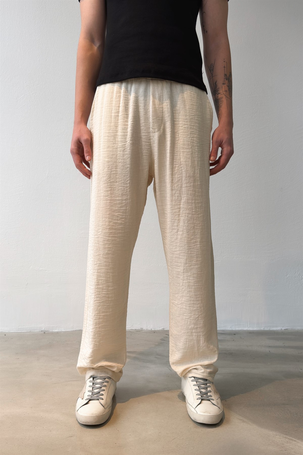 Bel Lastikli Keten Pantolon