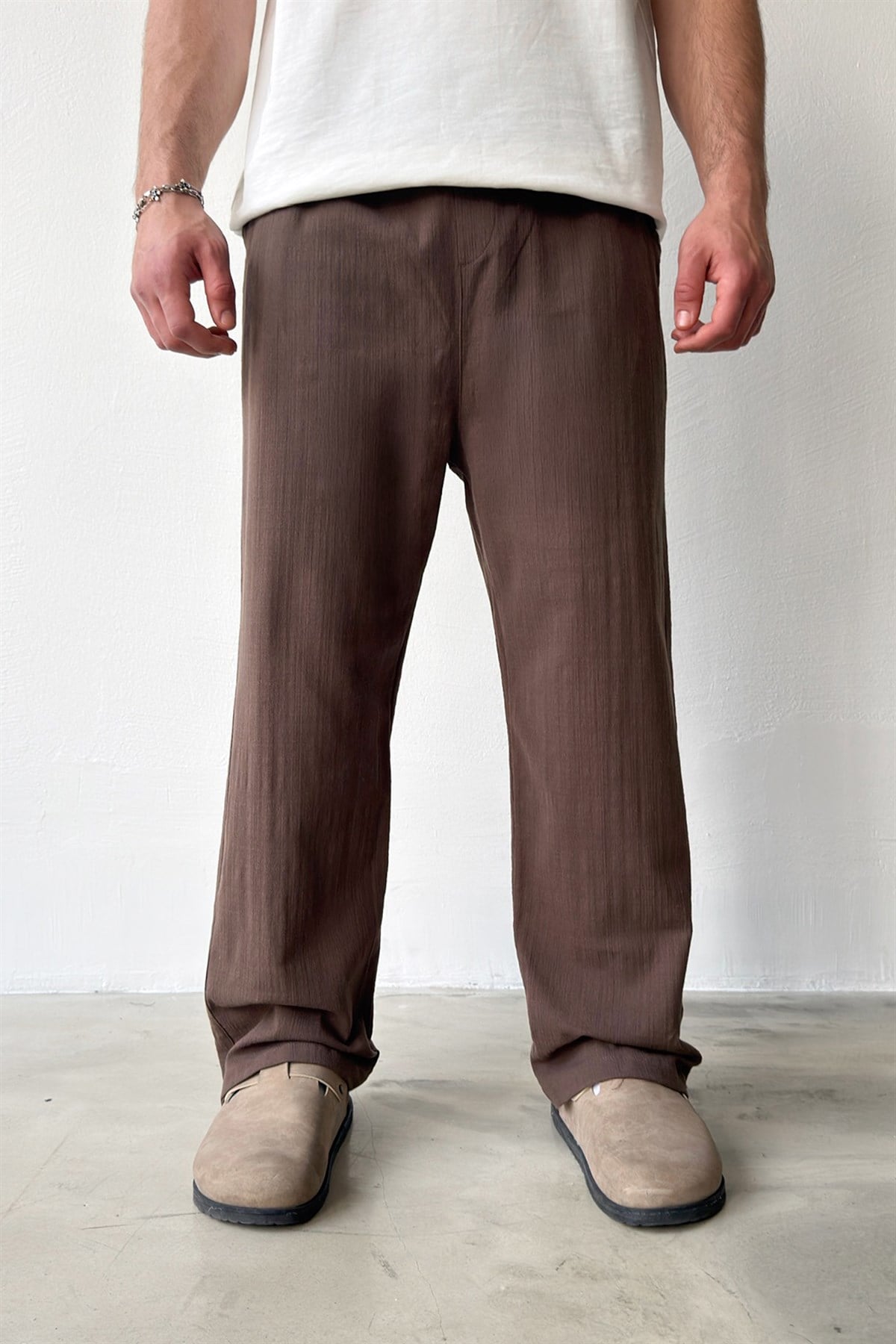 Bel Lastikli Keten Pantolon