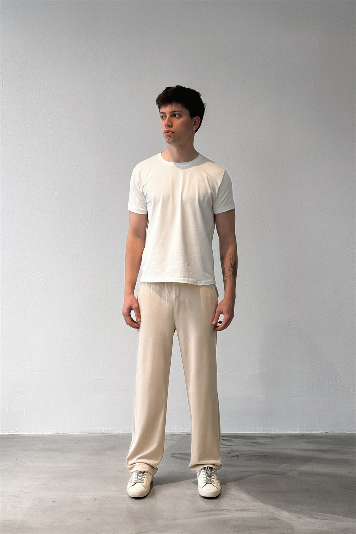 Bel Lastikli Keten Pantolon