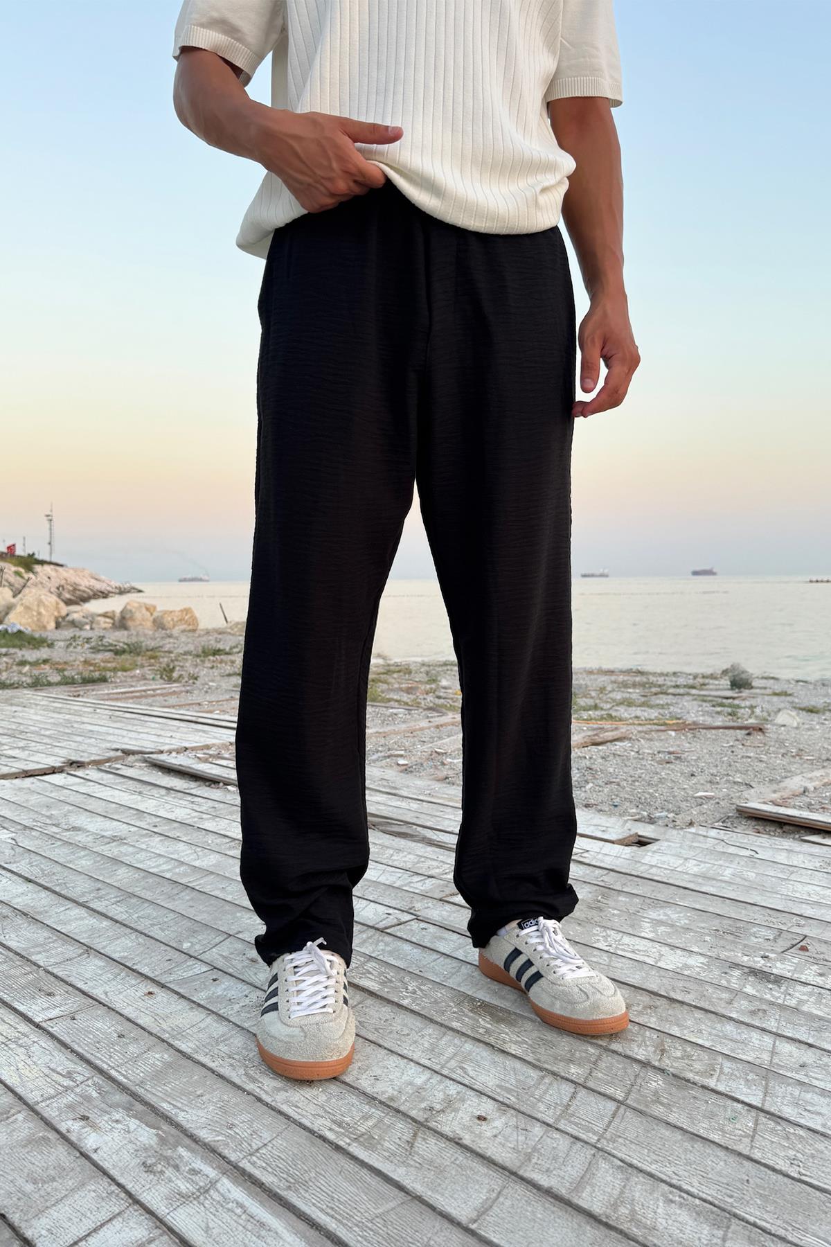 Bel Lastikli Keten Pantolon