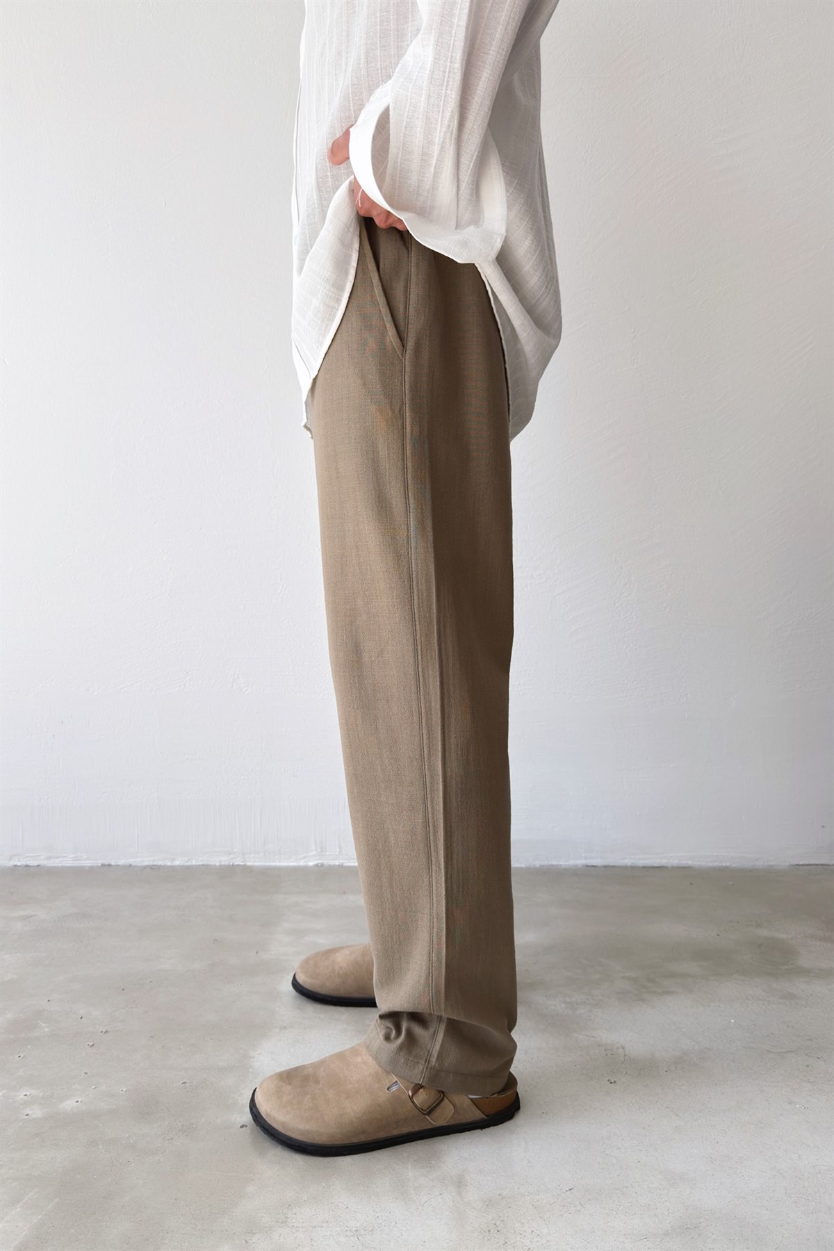 Bel Lastikli Keten Pantolon