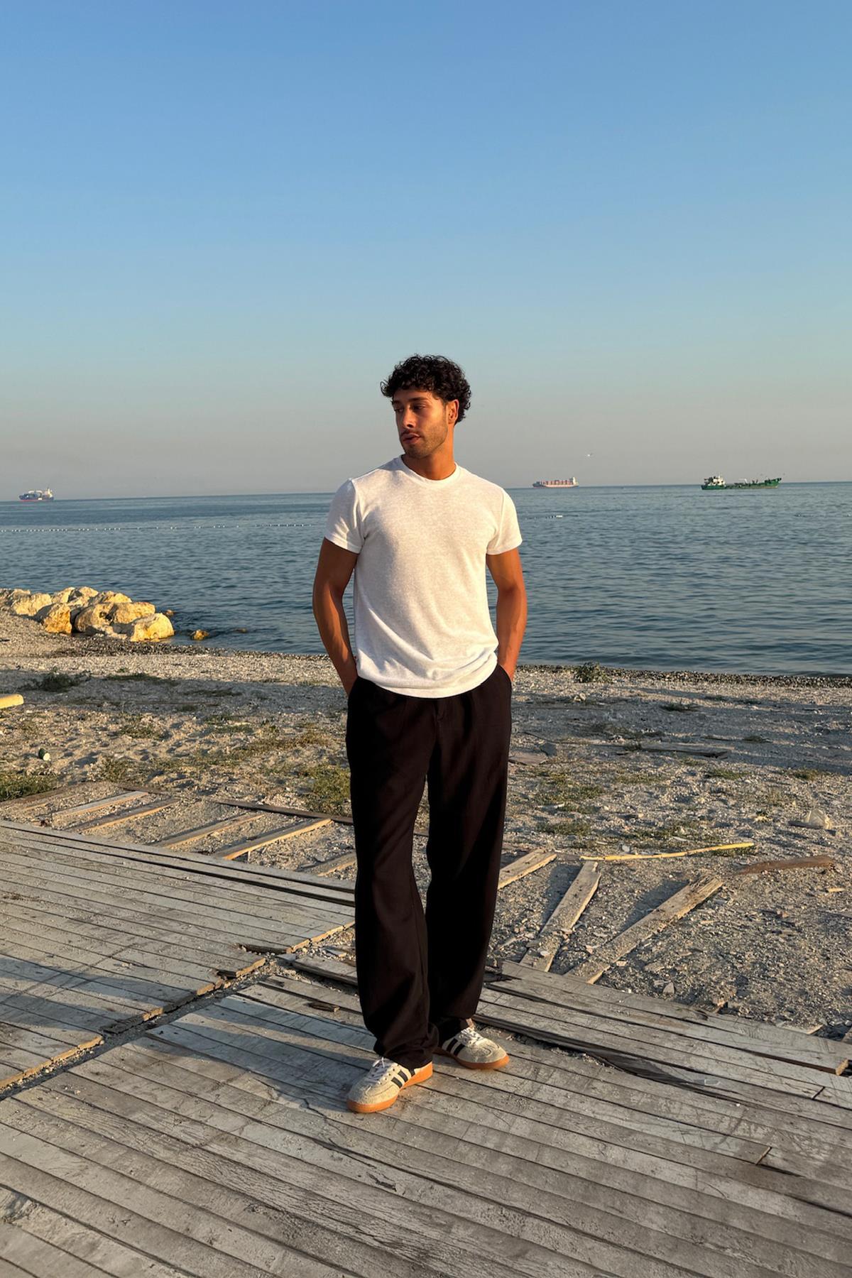 Bel Lastikli Keten Pantolon