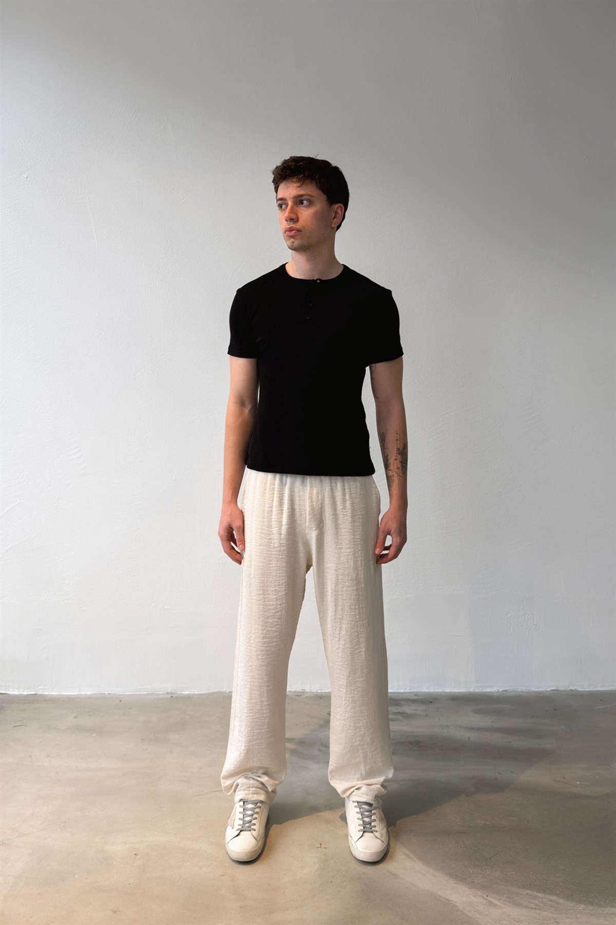 Bel Lastikli Keten Pantolon