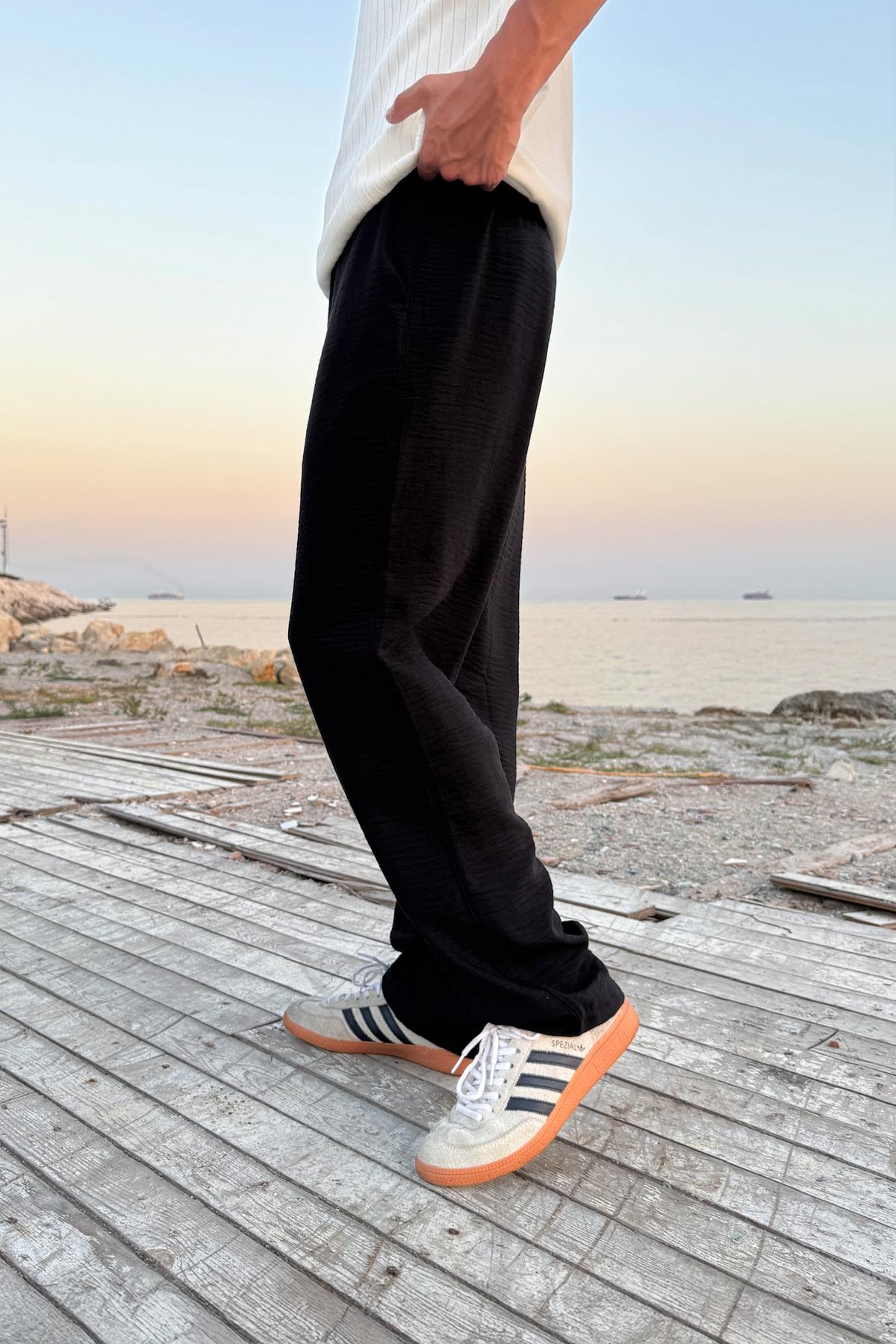 Bel Lastikli Keten Pantolon