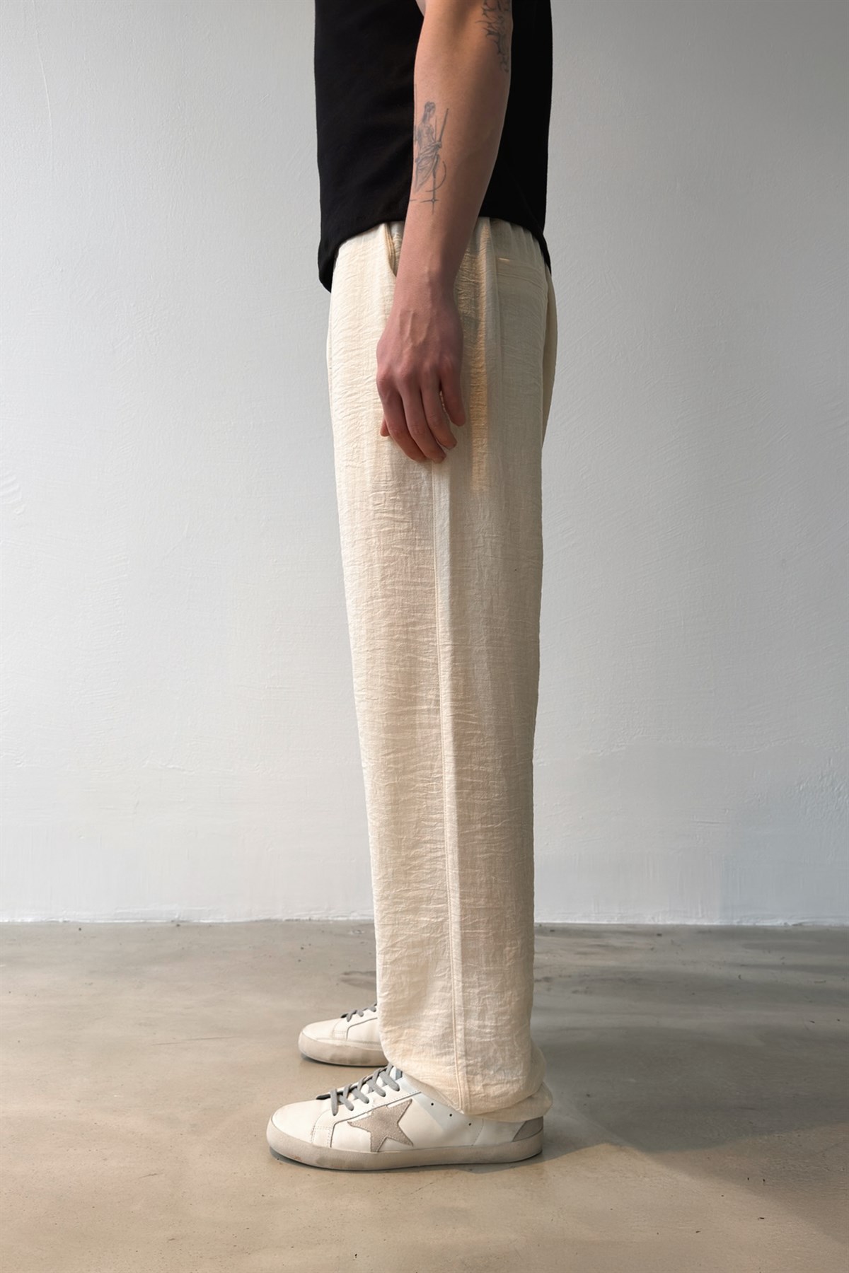 Bel Lastikli Keten Pantolon