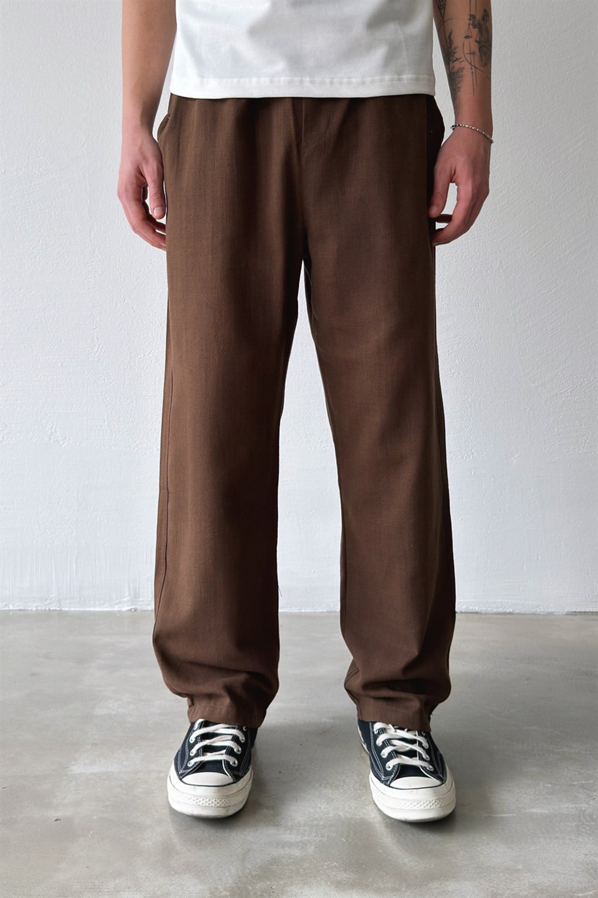 Bel Lastikli Keten Pantolon