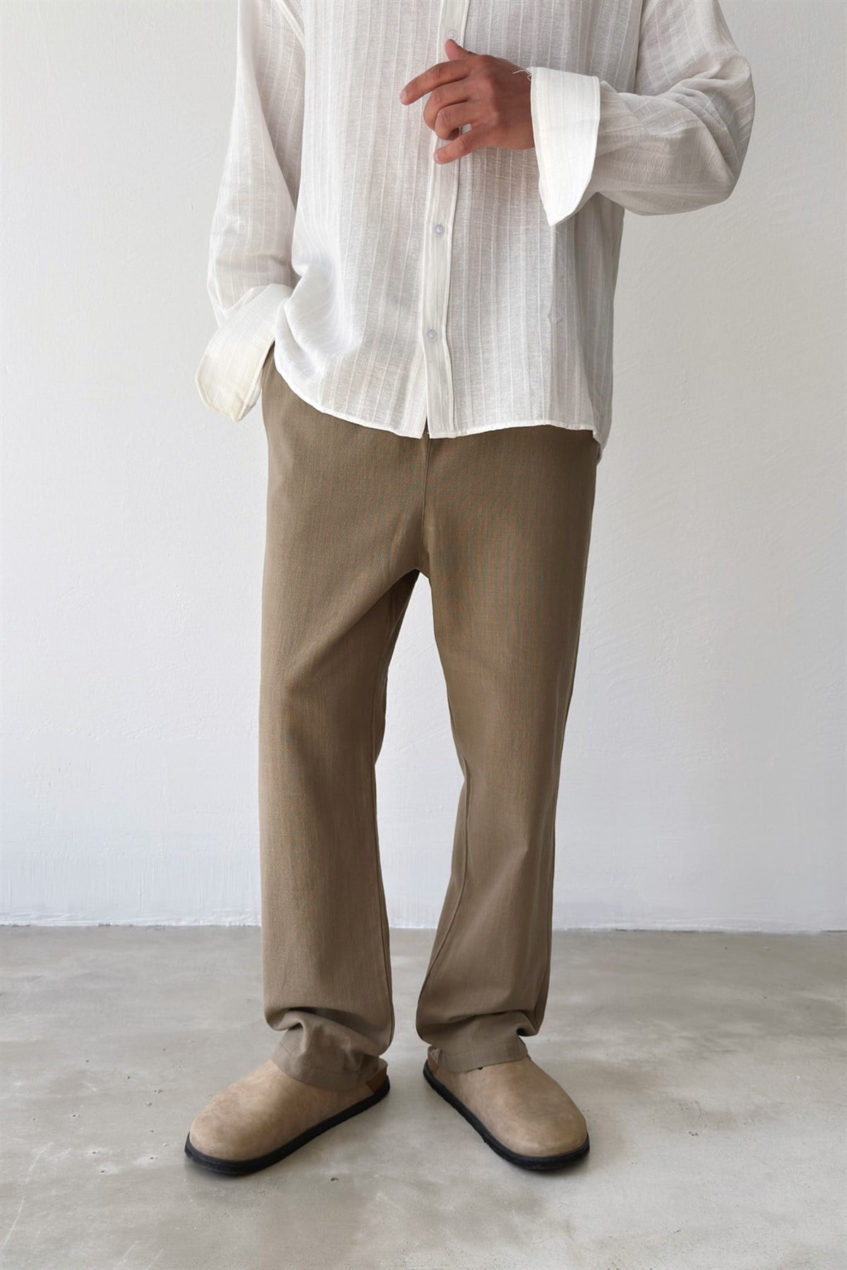 Bel Lastikli Keten Pantolon