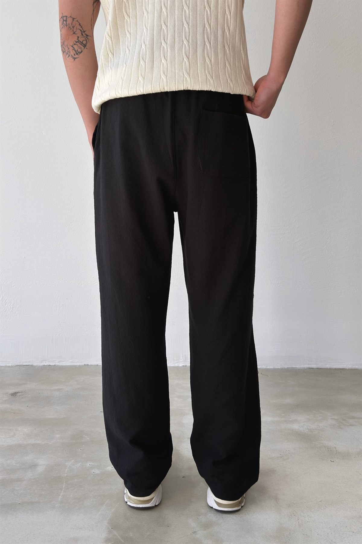 Bel Lastikli Keten Pantolon