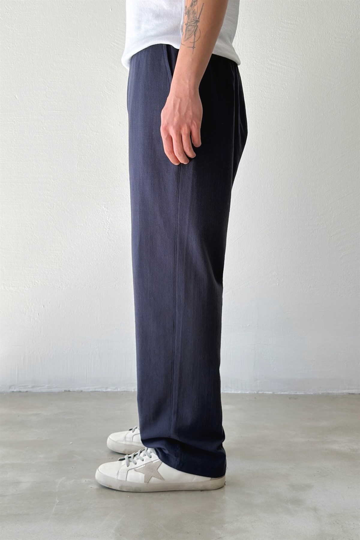 Bel Lastikli Keten Pantolon