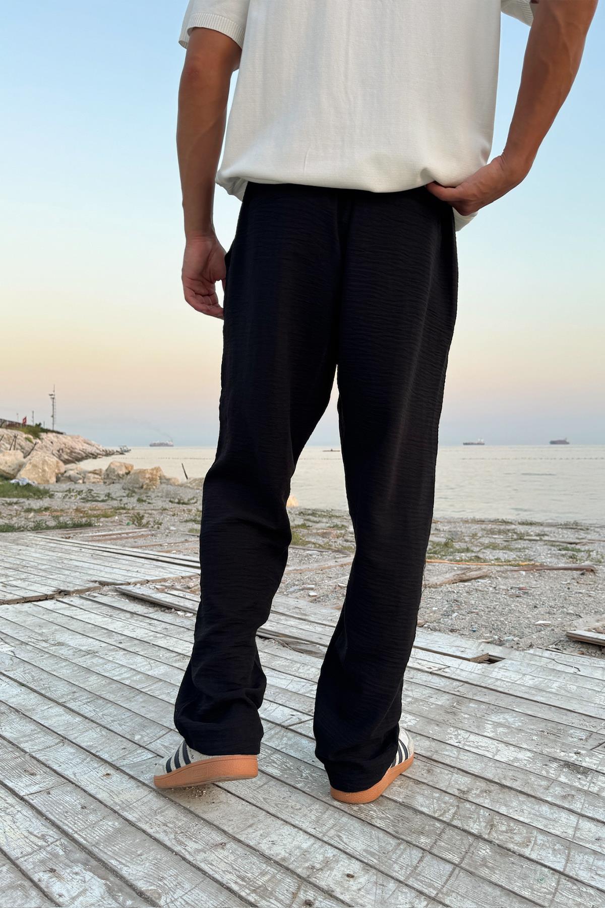 Bel Lastikli Keten Pantolon