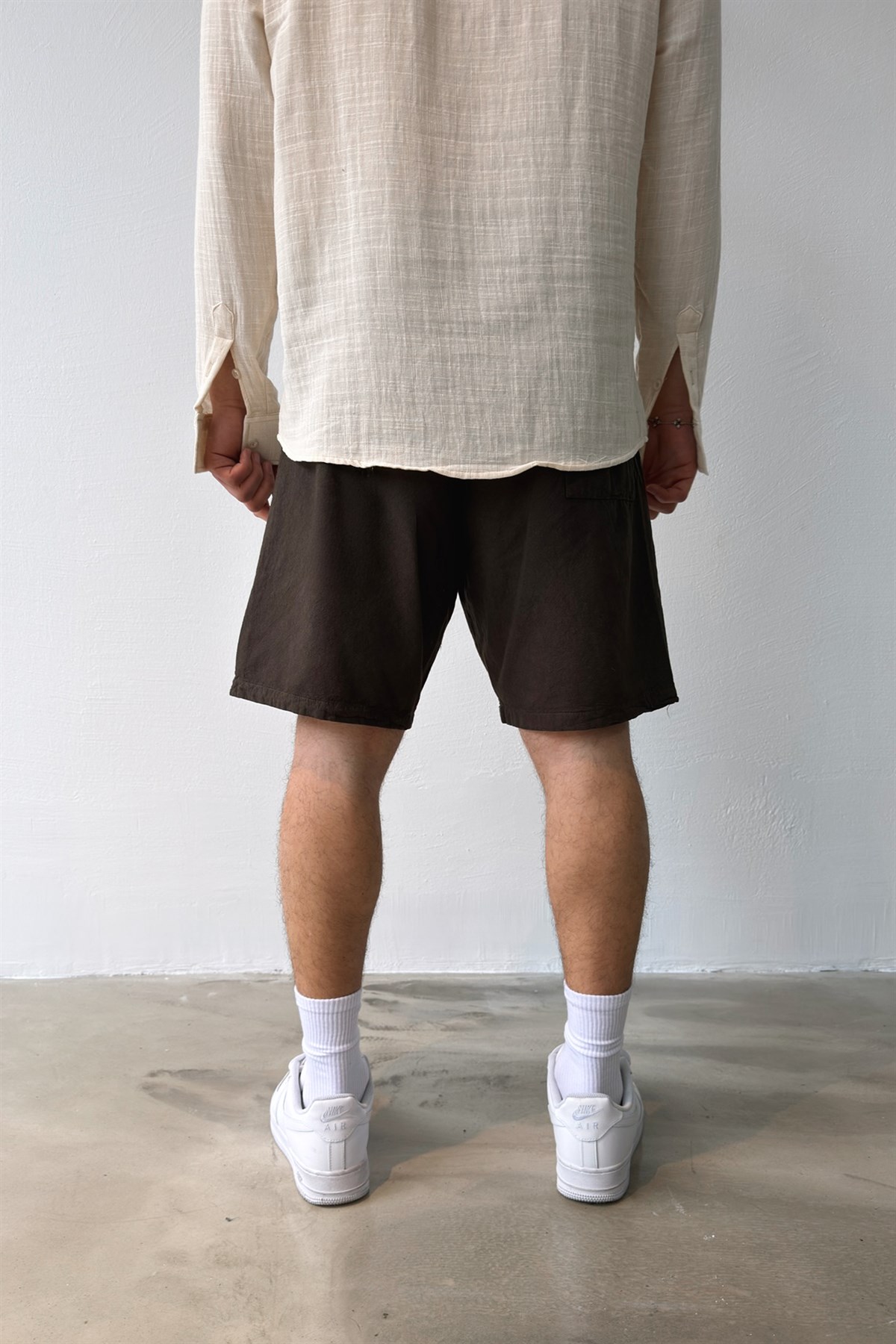 Bel Lastikli Keten Şort