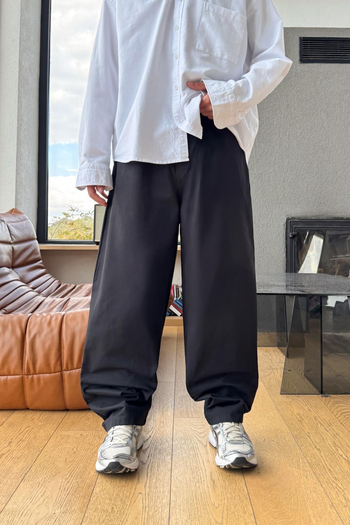 Bel Lastikli Pantolon Siyah