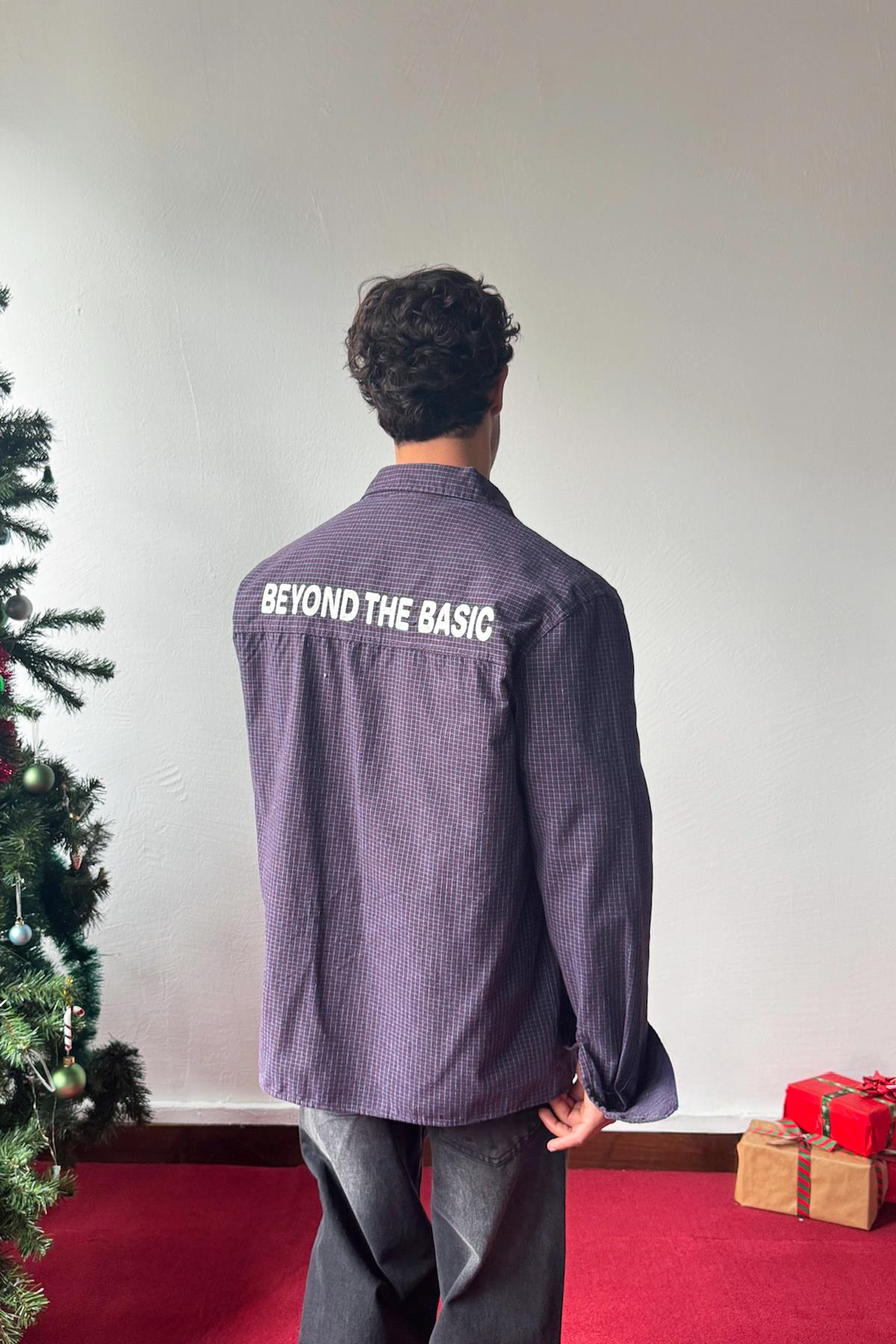 Beyond The Basic Nakışlı Kareli Gömlek Bordo