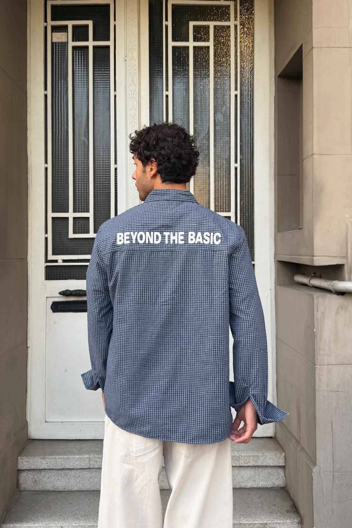 Beyond The Basic Nakışlı Kareli Gömlek Lacivert