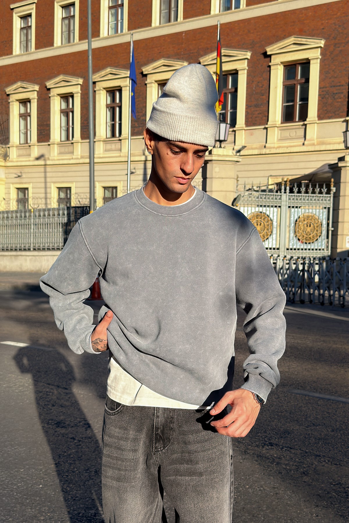 Concrete Washed Grey Crewneck
