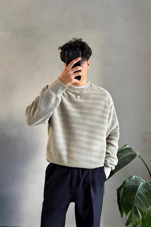 Bisiklet Yaka Haki Sweatshirt