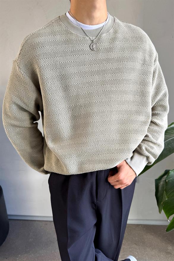Bisiklet Yaka Haki Sweatshirt