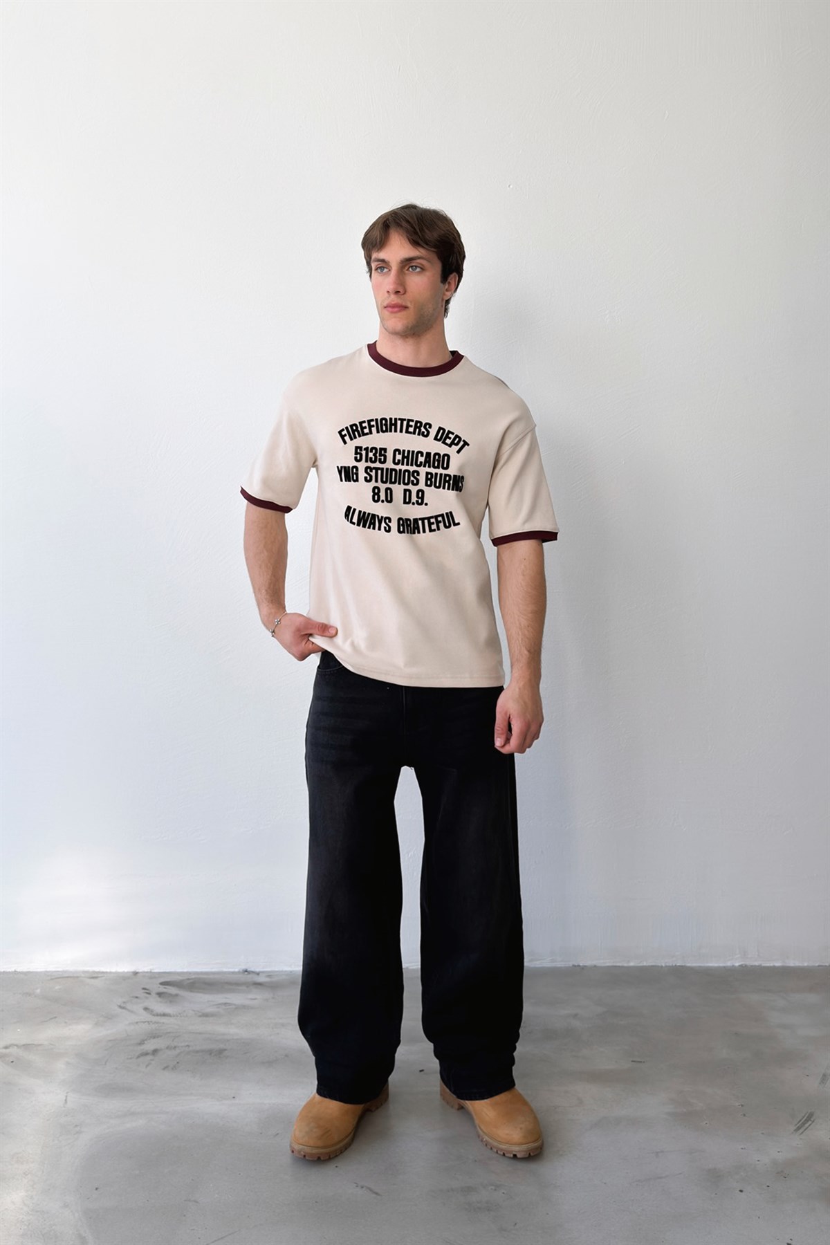 Biyeli Always Grateful Nakışlı Tişört