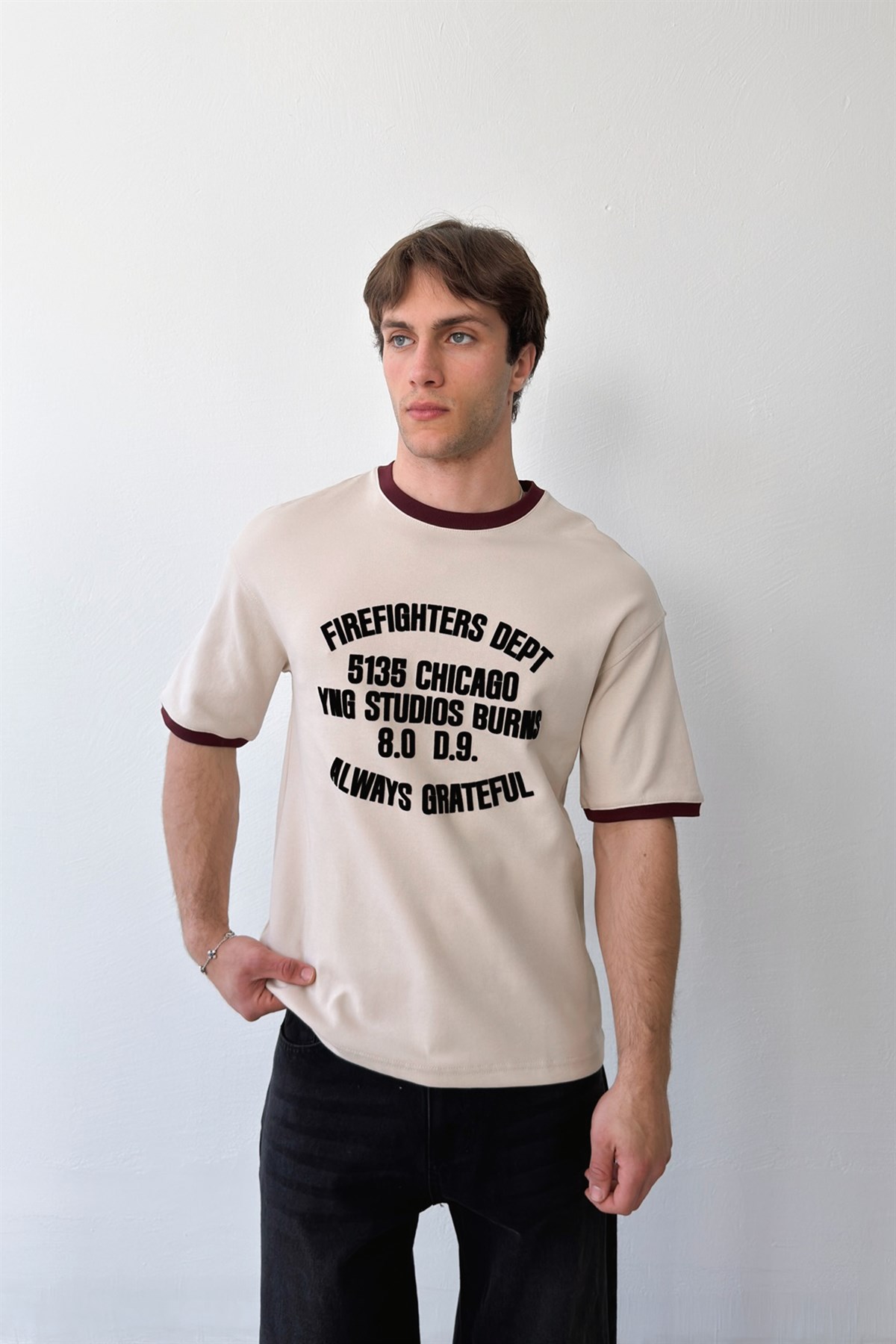 Biyeli Always Grateful Nakışlı Tişört