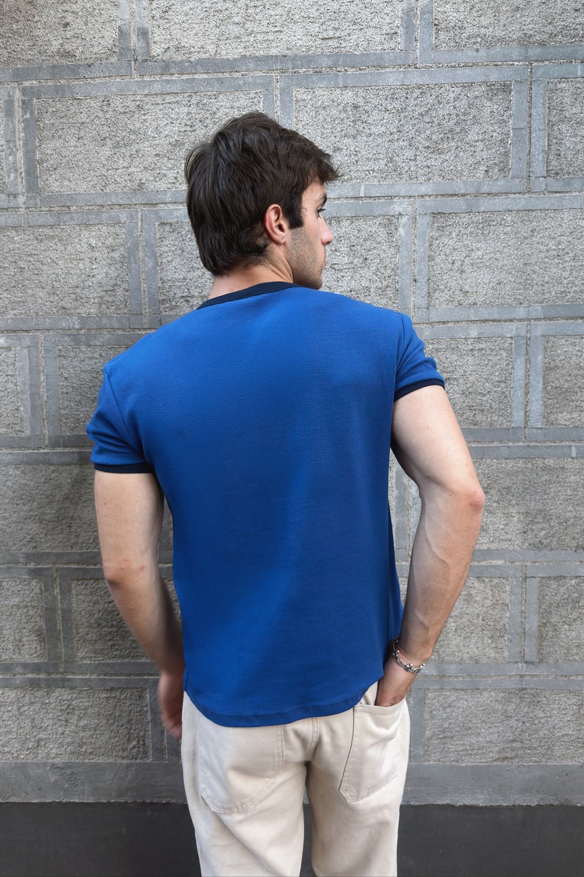 Blue Navy Blue Ringer Tee