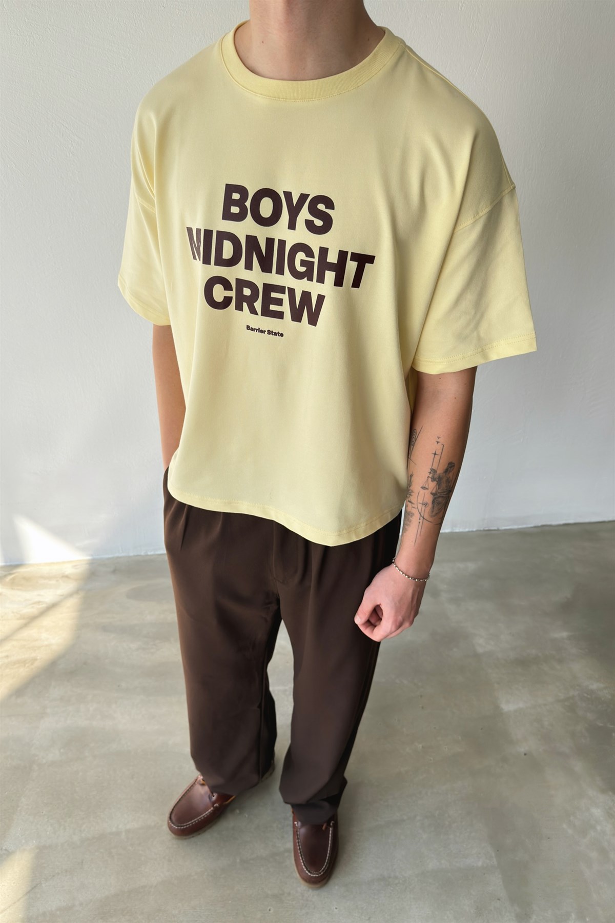 Boys Midnight Crew Baskılı Crop Tişört