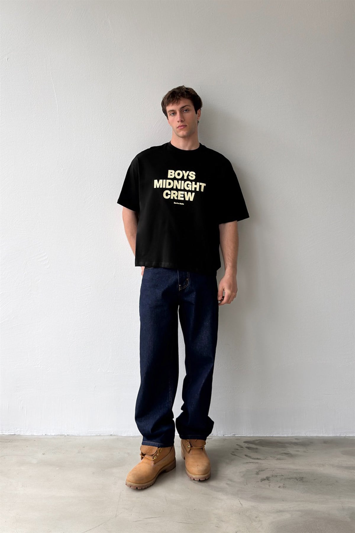 Boys Midnight Crew Baskılı Crop Tişört