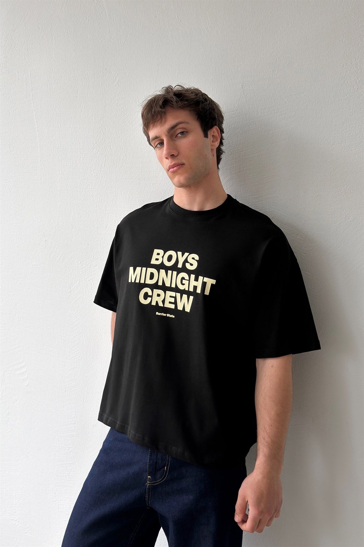 Boys Midnight Crew Baskılı Crop Tişört