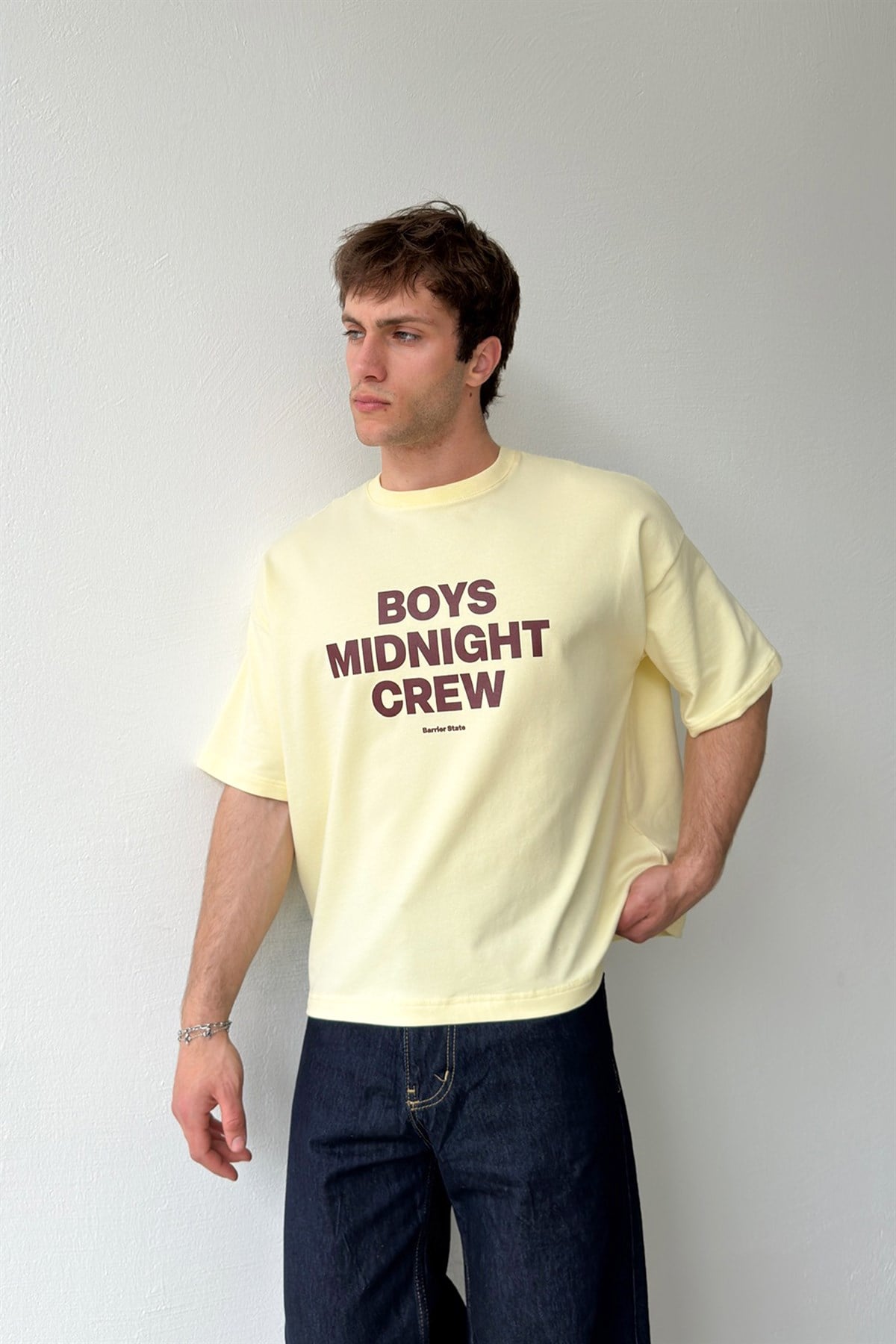 Boys Midnight Crew Baskılı Crop Tişört