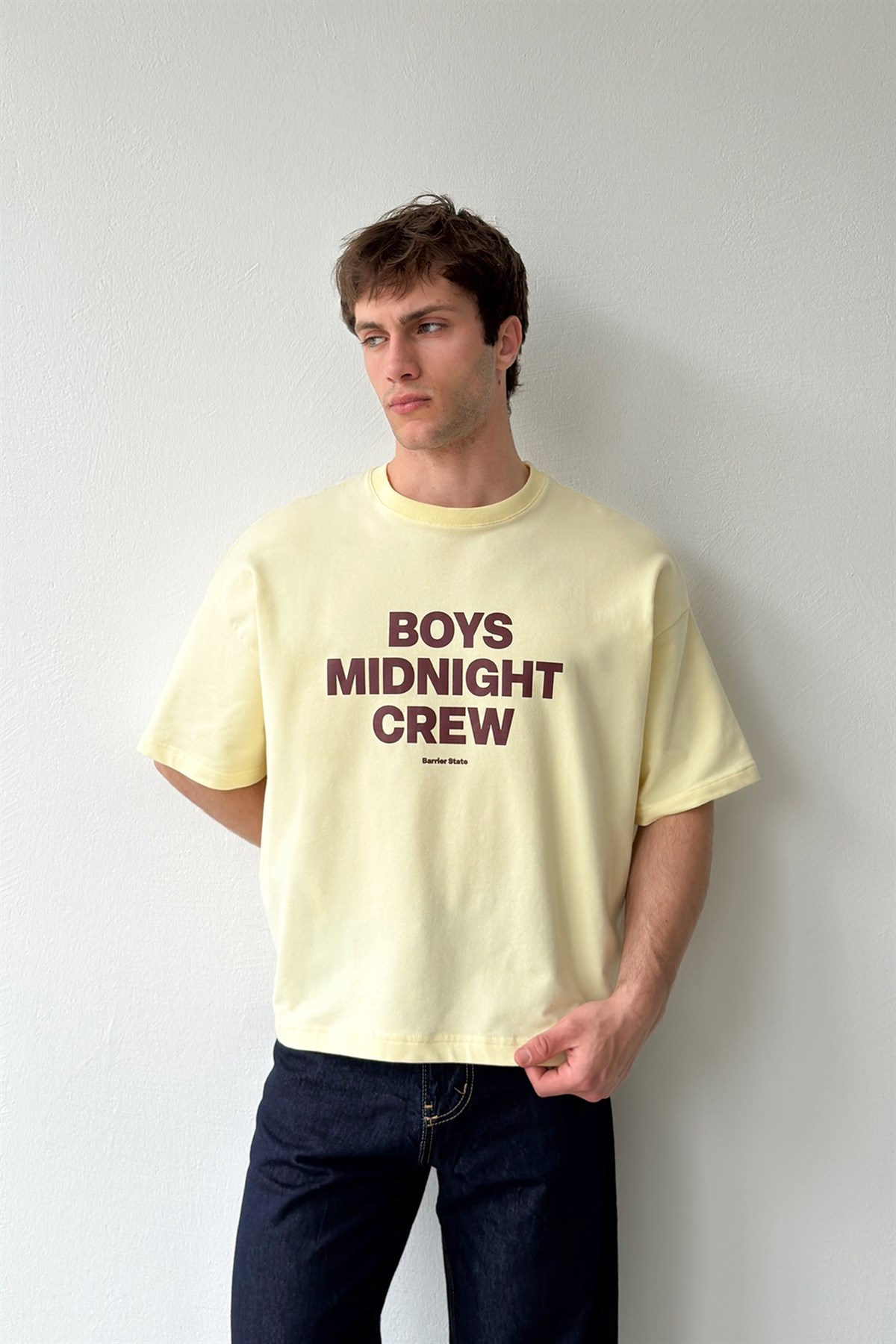 Boys Midnight Crew Baskılı Crop Tişört