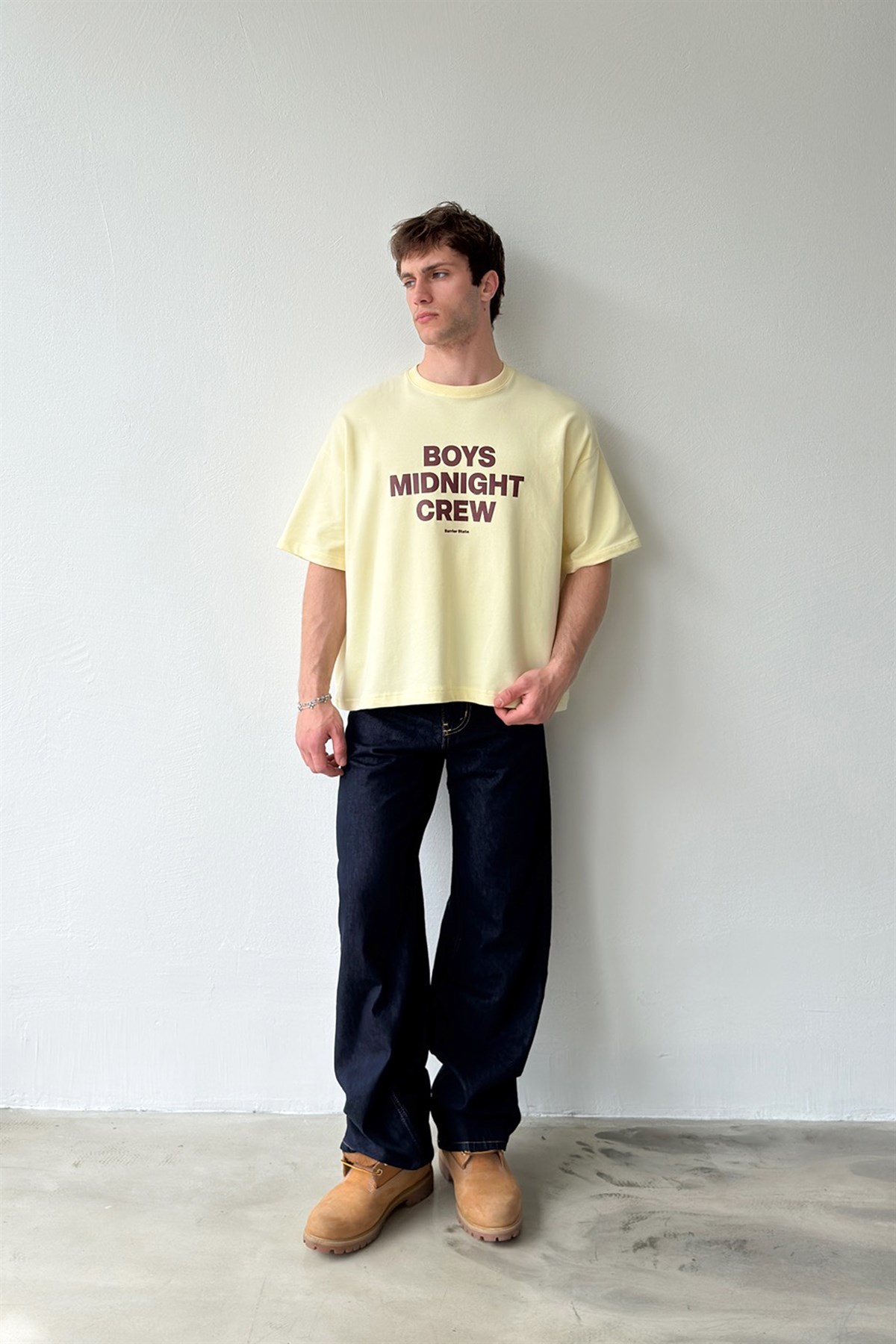 Boys Midnight Crew Baskılı Crop Tişört