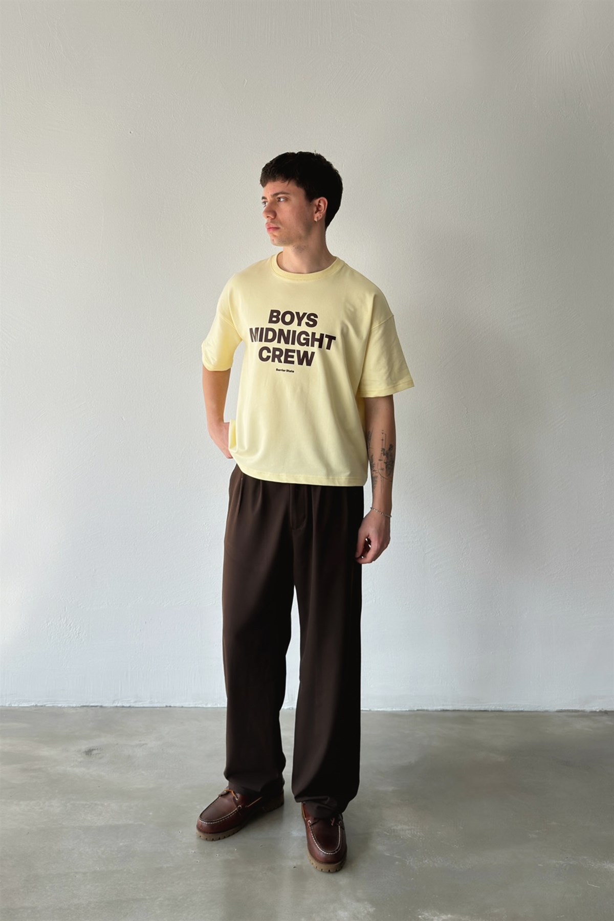 Boys Midnight Crew Baskılı Crop Tişört