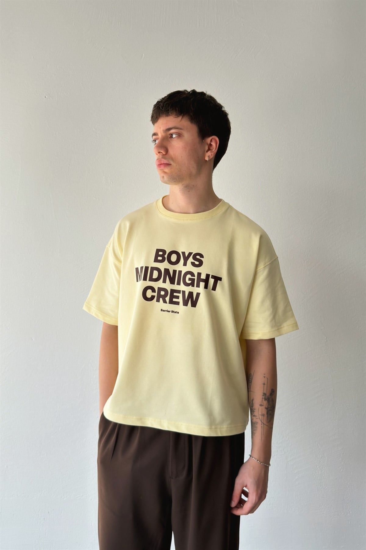 Boys Midnight Crew Baskılı Crop Tişört