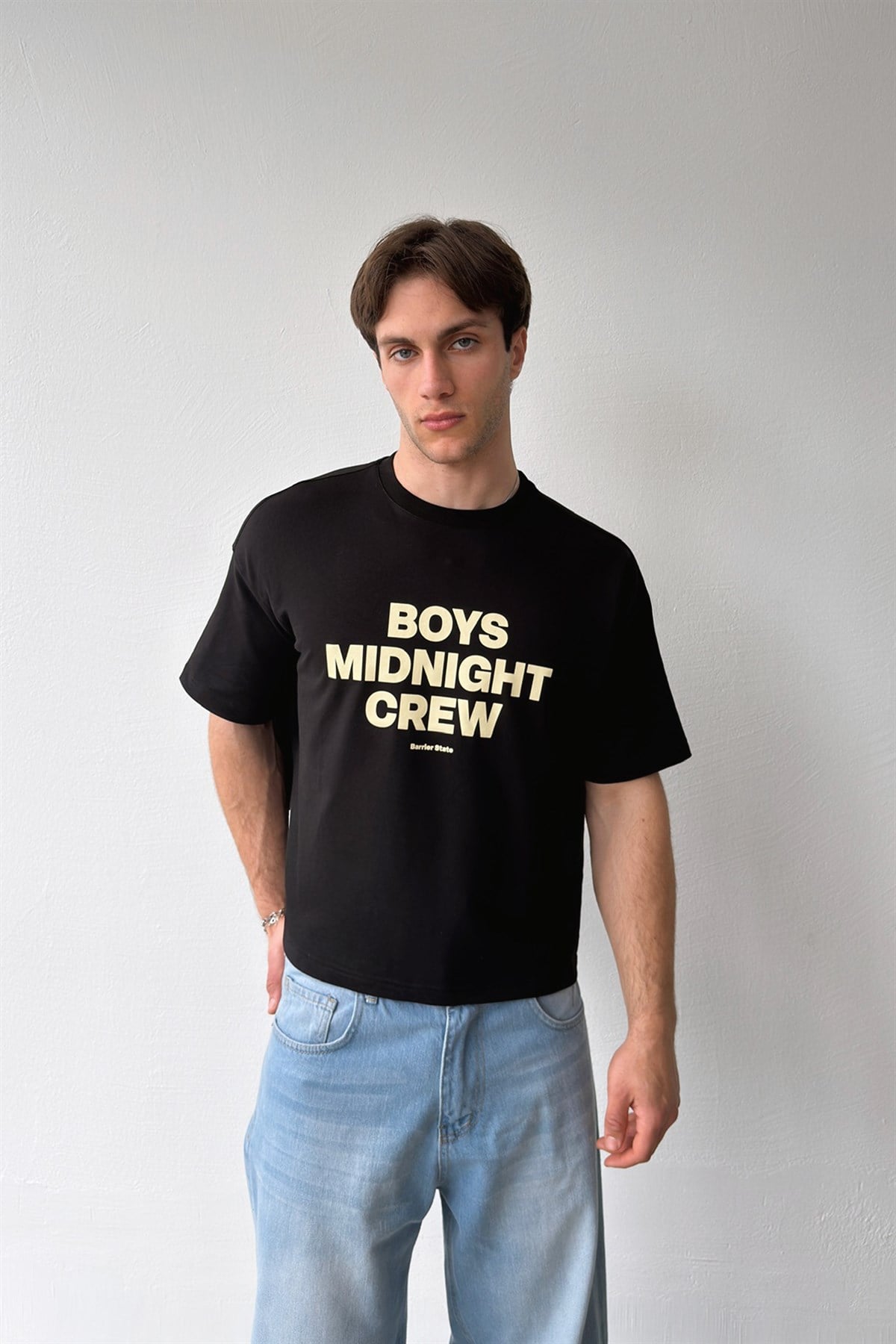 Boys Midnight Crew Baskılı Crop Tişört