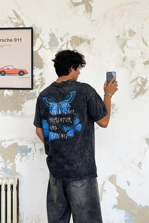 Butterfly Acid Wash Oversize Tişört